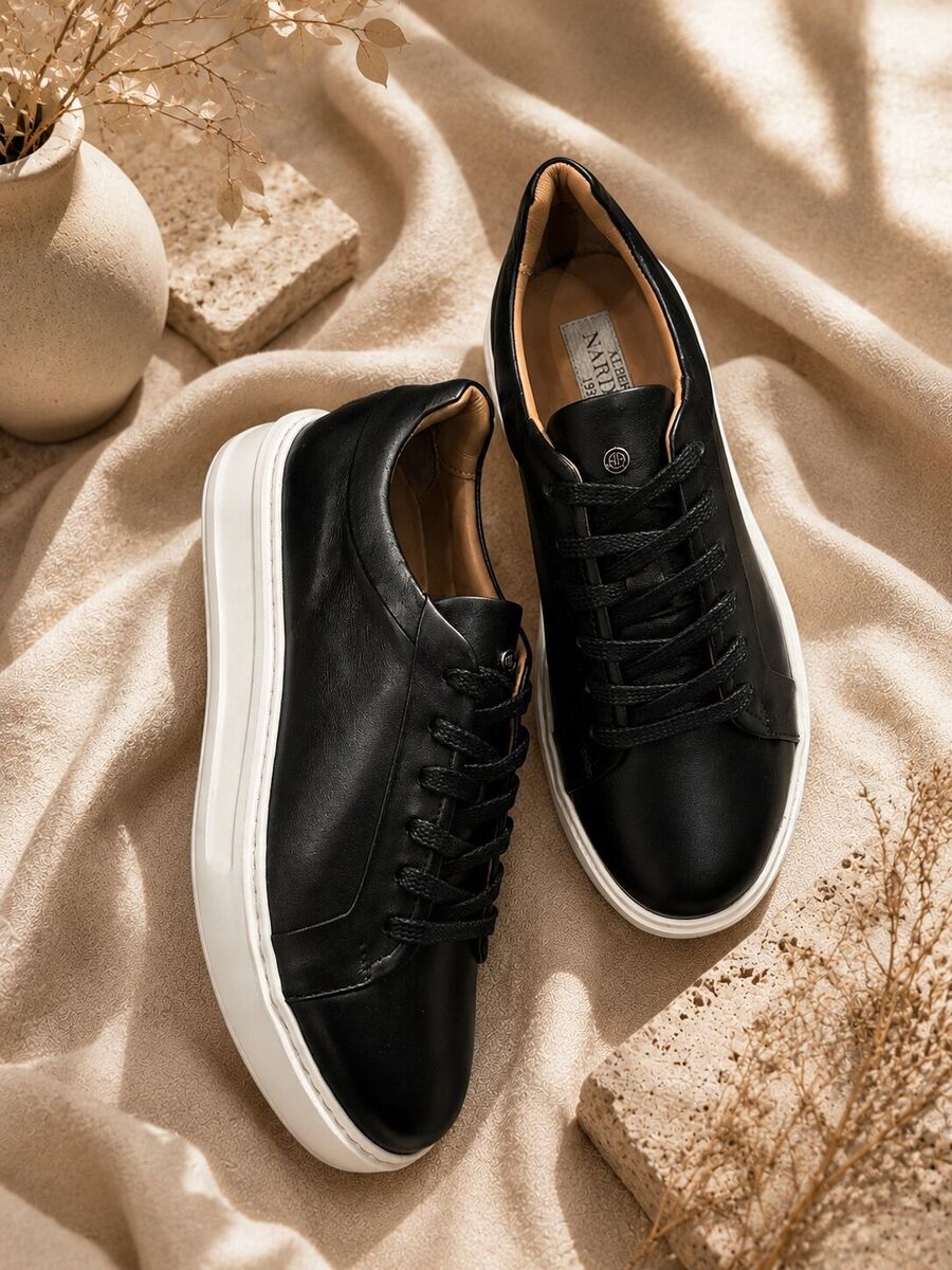 Bari Leather Sneaker — qara kişi ayaqqabısı