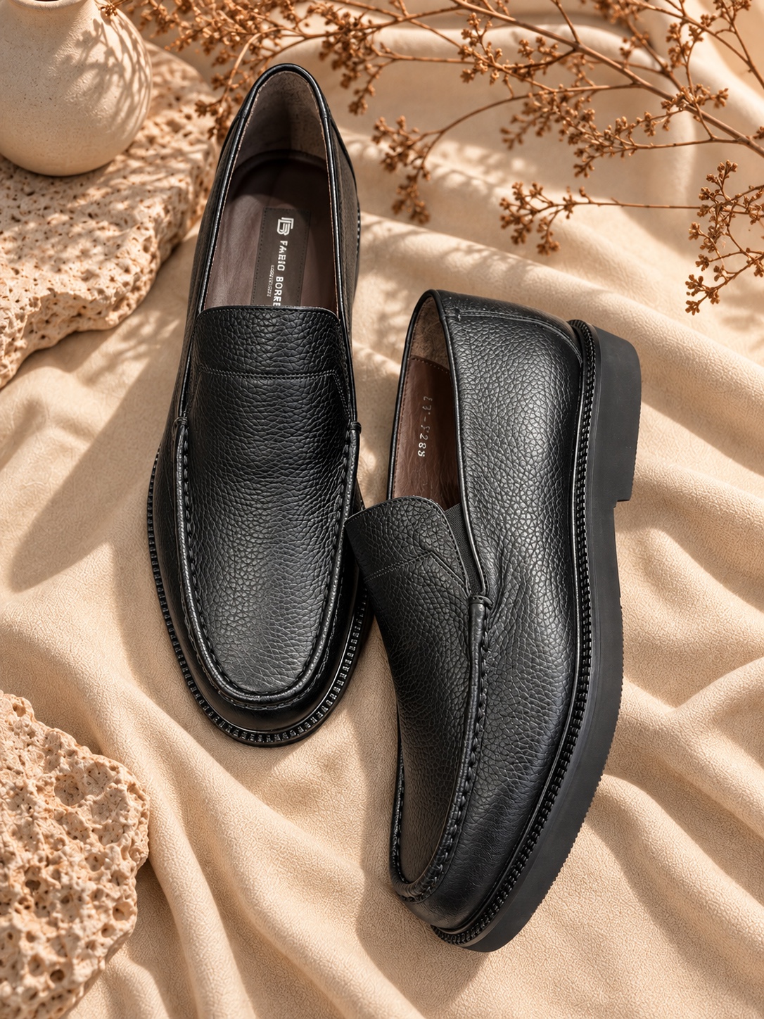 Fabio Borrelli Qara Teksturalı Loafer