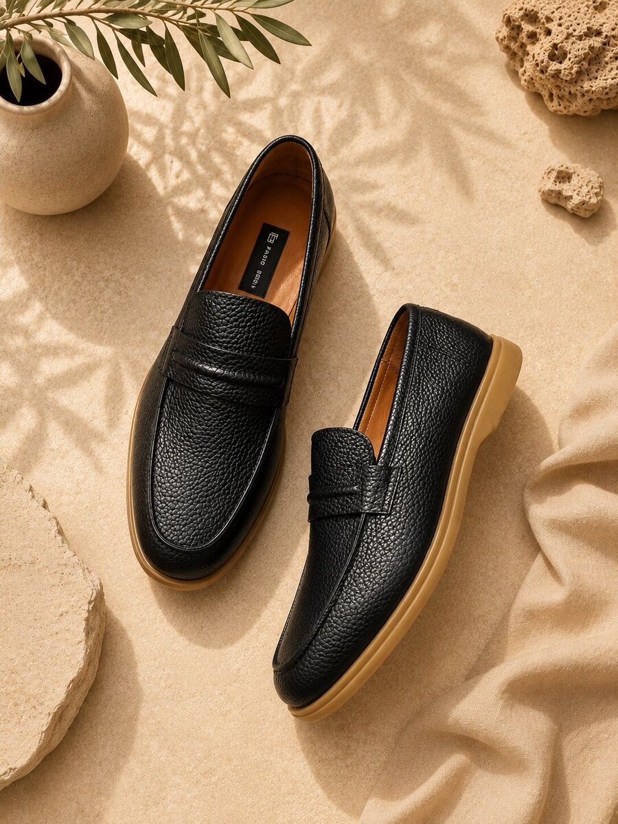 Genova Grain Loafer — qara kişi ayaqqabısı